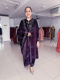 AUBERGINE COLOUR PREMIUM VELVET EMBROIDERED SUIT