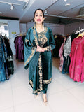 GREEN PREMIUM VELVET EMBROIDERED SUIT