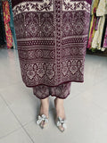 WINE WOOLEN KNITTED EMBROIDERED SUIT