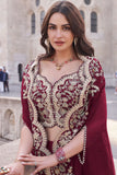 MAROON EMBROIDERED SILK DESIGNER INDOWESTERN