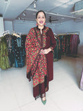 WINE WOOLEN EMBROIDERED SUIT