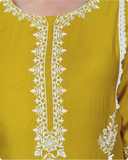 YELLOW SILK EMBROIDERED SUIT