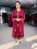 DARK MAROON VELVET EMBROIDERED FIRAN WITH PANTS