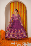 PURPLE PRINTED ANGRAKHA STYLE MUSLIN SILK ANARKALI