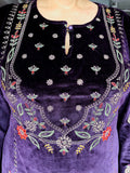 MULBERRY VELVET EMBROIDERED SUIT