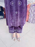 AUBERGINE COLOUR PREMIUM VELVET EMBROIDERED SUIT