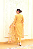 YELLOW MUSLIN SILK EMBROIDED SET