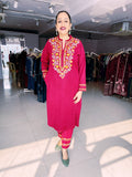 REDDISH MAROON WOOLEN SUIT WITH KASHMIRI EMBROIDERY