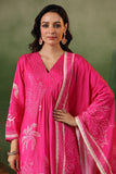 PINK PRINTED AND EMBROIDERED SILK A LINE SUIT