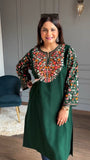 GREEN KASHMIRI EMBROIDERED ONLY FIRAN