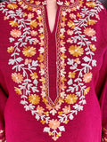 REDDISH MAROON WOOLEN SUIT WITH KASHMIRI EMBROIDERY