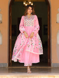 SALMON PINK ANARKALI SUIT SET