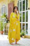 LEMON YELLOW COTTON EMBROIDERED SUIT