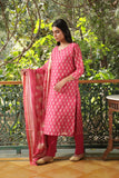 DARK PINK CHANDERI SUIT SET (WITH PANTS AND DUPATTA)