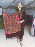 WINE WOOLEN EMBROIDERED SUIT