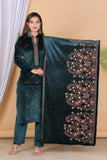 GREEN PREMIUM VELVET EMBROIDERED SUIT