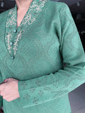 GREEN WOOLEN EMBROIDERED SUIT