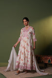 IVORY FLORAL PRINT SOFT ORGANZA FLARED ANARKALI