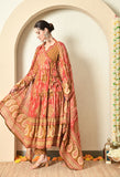 PRINTED COTTON ANARAKHA ANARKALI WITH PALAZZO AND COTTON PRINTED DUPATTA