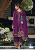 AUBERGINE CHINON EMBROIDED PARTY WEAR SUIT