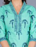 AQUA PRINTED COTTON SUIT