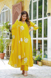 LEMON YELLOW COTTON EMBROIDERED SUIT