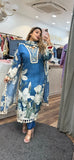 PREMIUM COTTON BLUE PRINTED AMD EMBROIDERED PAKISTANI SUIT