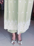 GREEN COTTON SUIT WITH CHIKAN EMBROIDERY