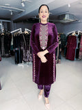 MULBERRY PREMIUM VELVET EMBROIDERED SUIT