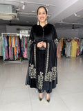 BLACK VELVET EMBROIDERED ANARKALI SUIT