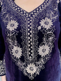 AUBERGINE COLOUR VELVET EMBROIDERED FIRAN WITH PANT