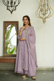 LILAC COTTON SCHIFFLI FLARED ANARKALI