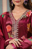 MAROON CREPE EMBROIDED ANARKALI SET