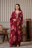 MAROON CREPE EMBROIDED ANARKALI SET