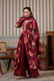 MAROON CREPE EMBROIDED ANARKALI SET