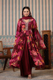 MAROON CREPE EMBROIDED ANARKALI SET