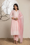 PINK COTTON LUCKNOWI EMBROIDERED ANARKALI SUIT