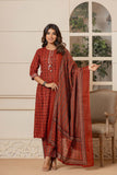 RUST COTTON KURTA SET