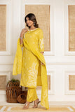 YELLOW EMBROIDERED SILK SUIT