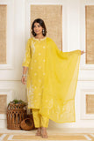 YELLOW EMBROIDERED SILK SUIT