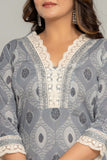 GREY COTTON EMBROIDERED SUIT