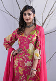 PINK PRINTED RUSSIAN SILK KURTA SET