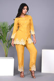 MUSTARD EMBROIDED SILK CO-ORD SET