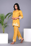 MUSTARD EMBROIDED SILK CO-ORD SET