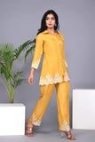 MUSTARD EMBROIDED SILK CO-ORD SET