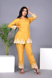 MUSTARD EMBROIDED SILK CO-ORD SET