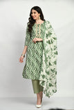 GREEN PRINTED COTTON SUIT