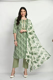 GREEN PRINTED COTTON SUIT