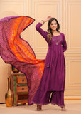 AUBERGINE COLOUR SILK SUIT