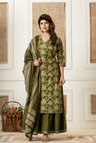 GREEN COTTON PRINTED KURTA PAIRED WITH SKIRT